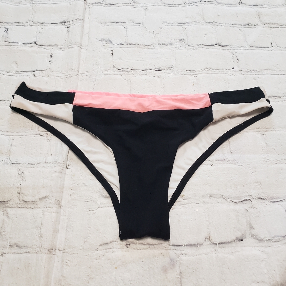 Touche Womens Elegant Black and Pink Bikini Bottom.